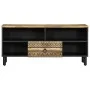 Mueble de TV madera maciza de mango rugosa negro 100x33,5x46 cm von , CD- und DVD-Speicher - Ref: Foro24-4018644, Preis: 72,7...