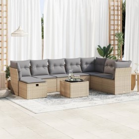 Set de sofás de jardín con cojines 9 pzas ratán sintético beige by , Garden sets - Ref: Foro24-3325345, Price: 574,79 €, Disc...