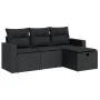 Juego de sofás jardín 4 pzas con cojines ratán sintético negro by , Garden sets - Ref: Foro24-3325351, Price: 288,52 €, Disco...