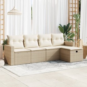 Juego de sofás jardín con cojines 5 pzas ratán sintético beige von , Gartensets - Ref: Foro24-3325364, Preis: 396,00 €, Rabat...