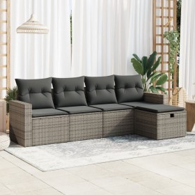 Juego de sofás jardín con cojines 5 pzas ratán sintético gris by , Garden sets - Ref: Foro24-3325366, Price: 310,76 €, Discou...