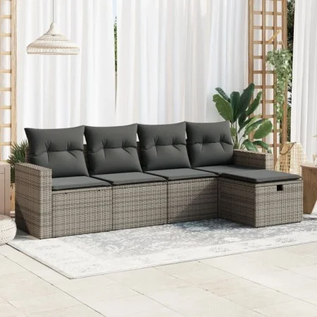 Juego de sofás jardín con cojines 5 pzas ratán sintético gris by , Garden sets - Ref: Foro24-3325366, Price: 311,87 €, Discou...