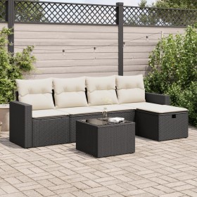 Set de sofás de jardín 6 piezas y cojines ratán sintético negro by , Garden sets - Ref: Foro24-3325372, Price: 351,31 €, Disc...
