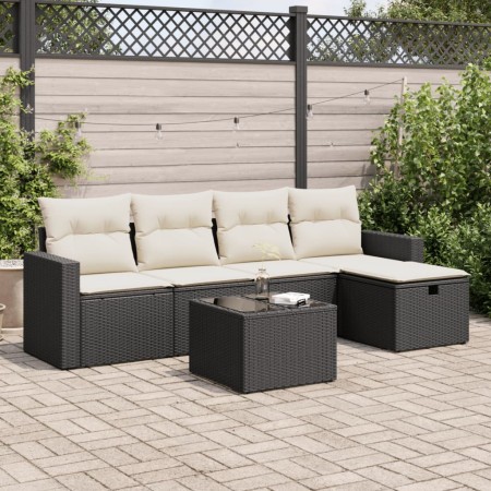 Set de sofás de jardín 6 piezas y cojines ratán sintético negro von , Gartensets - Ref: Foro24-3325372, Preis: 353,99 €, Raba...