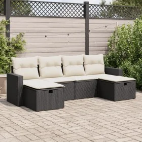 Set de sofás de jardín 6 piezas y cojines ratán sintético negro by , Garden sets - Ref: Foro24-3325422, Price: 340,18 €, Disc...