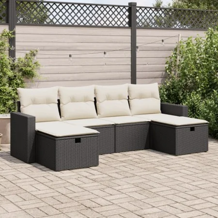 Set de sofás de jardín 6 piezas y cojines ratán sintético negro by , Garden sets - Ref: Foro24-3325422, Price: 340,18 €, Disc...