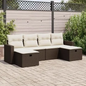Set sofás de jardín 6 piezas y cojines ratán sintético marrón by , Garden sets - Ref: Foro24-3325429, Price: 375,97 €, Discou...