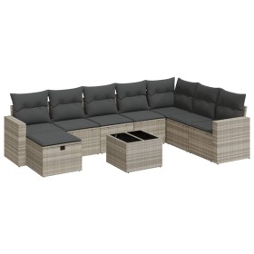 Set muebles jardín 9 pzas y cojines ratán sintético gris claro von , Gartensets - Ref: Foro24-3325448, Preis: 604,88 €, Rabat...
