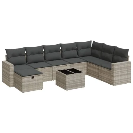 Set muebles jardín 9 pzas y cojines ratán sintético gris claro by , Garden sets - Ref: Foro24-3325448, Price: 607,99 €, Disco...