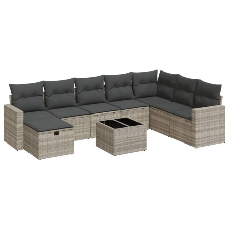 Set muebles jardín 9 pzas y cojines ratán sintético gris claro by , Garden sets - Ref: Foro24-3325448, Price: 604,88 €, Disco...