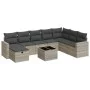 Set muebles jardín 9 pzas y cojines ratán sintético gris claro by , Garden sets - Ref: Foro24-3325448, Price: 607,99 €, Disco...