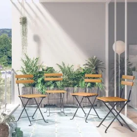 Bistro Klappbare Terrassenstühle 4 Stück aus massivem Akazienholz von vidaXL, Gartenstühle - Ref: Foro24-313161, Preis: 162,4...