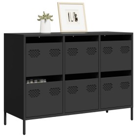 Aparador de acero laminado en frío negro 101,5x39x73,5 cm de , Aparadores - Ref: Foro24-851262, Precio: 127,05 €, Descuento: %