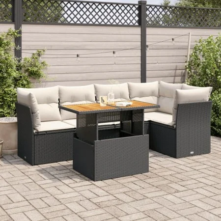 Set de sofás de jardín 6 piezas y cojines ratán sintético negro by , Garden sets - Ref: Foro24-3326926, Price: 407,88 €, Disc...