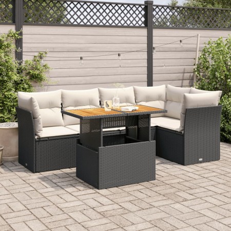 Set de sofás de jardín 6 piezas y cojines ratán sintético negro by , Garden sets - Ref: Foro24-3326926, Price: 419,79 €, Disc...