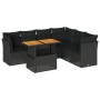 Set de sofás de jardín 7 pzas con cojines ratán sintético negro by , Garden sets - Ref: Foro24-3326932, Price: 489,38 €, Disc...