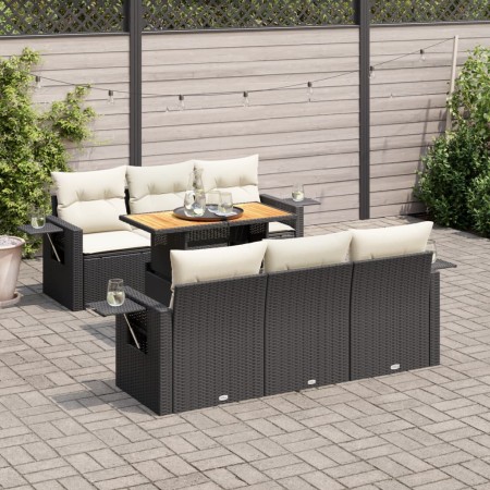 Set de sofás de jardín 7 pzas con cojines ratán sintético negro von , Gartensets - Ref: Foro24-3327108, Preis: 512,93 €, Raba...