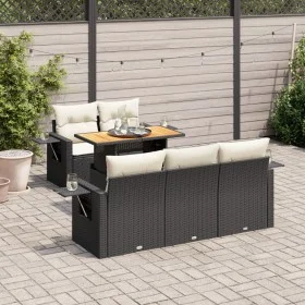 Set de sofás de jardín 6 piezas y cojines ratán sintético negro by , Garden sets - Ref: Foro24-3327101, Price: 450,10 €, Disc...