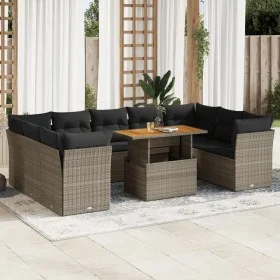 Set de sofás de jardín y cojines 10 pzas ratán sintético gris by , Garden sets - Ref: Foro24-3326972, Price: 640,62 €, Discou...