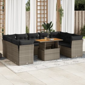 Set de sofás de jardín y cojines 10 pzas ratán sintético gris von , Gartensets - Ref: Foro24-3326972, Preis: 629,03 €, Rabatt: %