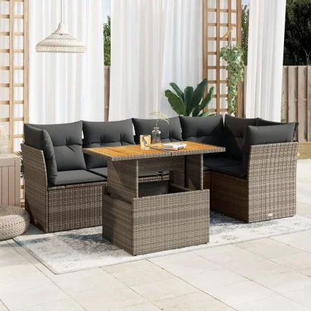 Set de muebles de jardín 6 pzas y cojines ratán sintético gris by , Garden sets - Ref: Foro24-3326930, Price: 407,92 €, Disco...