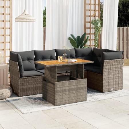 Set de muebles de jardín 6 pzas y cojines ratán sintético gris von , Gartensets - Ref: Foro24-3326930, Preis: 434,57 €, Rabat...