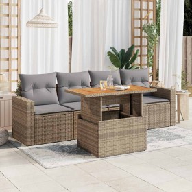 Juego de sofás jardín con cojines 5 pzas ratán sintético beige von , Gartensets - Ref: Foro24-3326985, Preis: 390,14 €, Rabat...