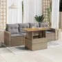 Juego de sofás jardín con cojines 5 pzas ratán sintético beige by , Garden sets - Ref: Foro24-3326985, Price: 388,92 €, Disco...
