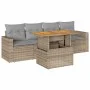 Juego de sofás jardín con cojines 5 pzas ratán sintético beige by , Garden sets - Ref: Foro24-3326985, Price: 388,92 €, Disco...