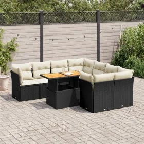 Set de sofás de jardín con cojines 9 pzas ratán sintético negro by , Garden sets - Ref: Foro24-3326905, Price: 579,21 €, Disc...