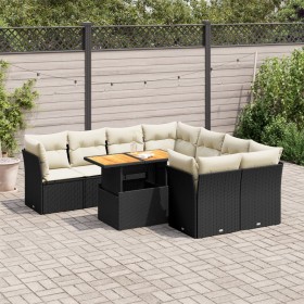 Set de sofás de jardín con cojines 9 pzas ratán sintético negro von , Gartensets - Ref: Foro24-3326905, Preis: 587,46 €, Raba...