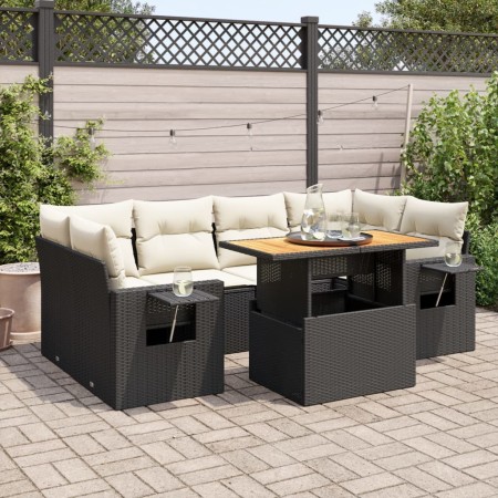Set de sofás de jardín 7 pzas con cojines ratán sintético negro von , Gartensets - Ref: Foro24-3327115, Preis: 495,34 €, Raba...