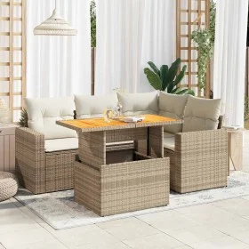 Juego de sofás jardín con cojines 5 pzas ratán sintético beige de , Conjuntos de jardín - Ref: Foro24-3327033, Precio: 426,16...
