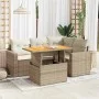 Juego de sofás jardín con cojines 5 pzas ratán sintético beige by , Garden sets - Ref: Foro24-3327033, Price: 426,16 €, Disco...