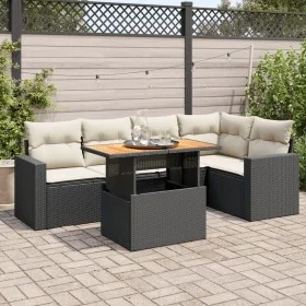 Set de sofás de jardín 6 piezas y cojines ratán sintético negro von , Gartensets - Ref: Foro24-3327038, Preis: 413,03 €, Raba...