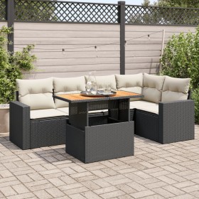 Set de sofás de jardín 6 piezas y cojines ratán sintético negro von , Gartensets - Ref: Foro24-3327038, Preis: 419,20 €, Raba...