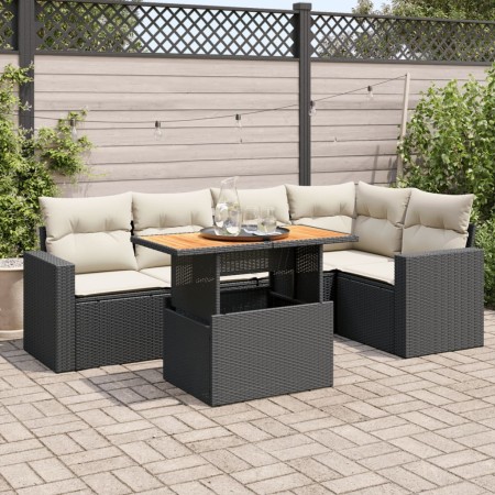Set de sofás de jardín 6 piezas y cojines ratán sintético negro by , Garden sets - Ref: Foro24-3327038, Price: 422,80 €, Disc...
