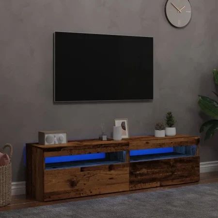 Muebles de TV con luces LED 2 uds madera ingeniería envejecida de , Muebles TV - Ref: Foro24-856316, Precio: 83,76 €, Descuen...