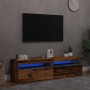 Muebles de TV con luces LED 2 uds madera ingeniería envejecida de , Muebles TV - Ref: Foro24-856316, Precio: 84,95 €, Descuen...