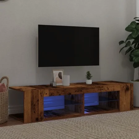 Mueble TV luces LED madera ingeniería envejecida 135x39x30 cm by , TV Furniture - Ref: Foro24-856323, Price: 77,65 €, Discoun...