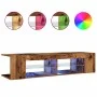 Mueble TV luces LED madera ingeniería envejecida 135x39x30 cm by , TV Furniture - Ref: Foro24-856323, Price: 77,65 €, Discoun...