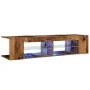 Mueble TV luces LED madera ingeniería envejecida 135x39x30 cm by , TV Furniture - Ref: Foro24-856323, Price: 77,65 €, Discoun...