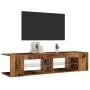 Mueble TV luces LED madera ingeniería envejecida 135x39x30 cm by , TV Furniture - Ref: Foro24-856323, Price: 77,65 €, Discoun...