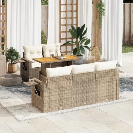 Juego de sofás jardín con cojines 6 pzas ratán sintético beige by , Garden sets - Ref: Foro24-3327103, Price: 566,62 €, Disco...