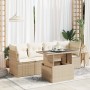 Juego de sofás jardín con cojines 5 pzas ratán sintético beige by , Garden sets - Ref: Foro24-3326089, Price: 399,24 €, Disco...