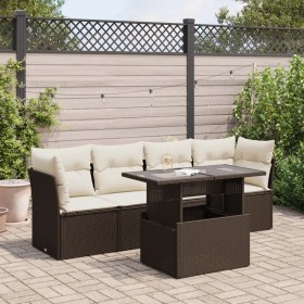 Set comedor de jardín 5 piezas y cojines ratán sintético marrón de , Conjuntos de jardín - Ref: Foro24-3326094, Precio: 374,1...