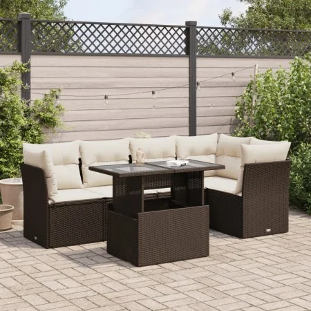 Set sofás de jardín 6 piezas y cojines ratán sintético marrón by , Garden sets - Ref: Foro24-3326164, Price: 455,14 €, Discou...