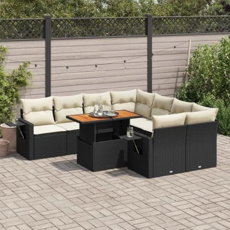 Set de sofás de jardín con cojines 9 pzas ratán sintético negro by , Garden sets - Ref: Foro24-3327129, Price: 585,49 €, Disc...