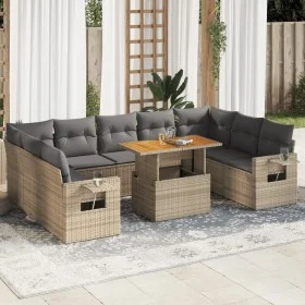 Juego de sofás jardín con cojines beige 10 pzas ratán sintético by , Garden sets - Ref: Foro24-3327195, Price: 712,33 €, Disc...