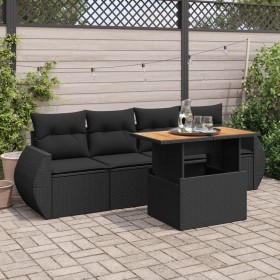 Set de muebles de jardín 5 pzas y cojines ratán sintético negro von , Gartensets - Ref: Foro24-3327205, Preis: 377,37 €, Raba...